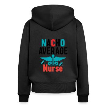 Nacho Average Krankenschwester - Frauen Premium Bio Zip Hoodie - Schwarz - Hinten - Julia (174cm)