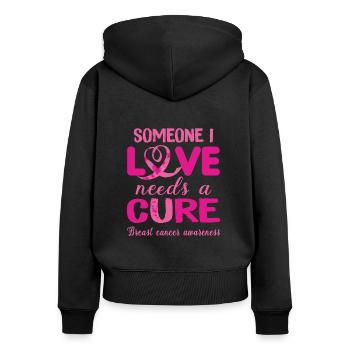 Amour et guérison - Sweat à capuche zippé Premium bio Femme - noir - Dos - Julia (174cm)