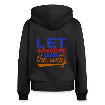 Laissez l’aventure montrer le chemin des montagnes naturelles - Sweat à capuche zippé Premium bio Femme - noir - Dos - Julia (174cm)