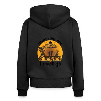 Camping Camper Natur lustiger Spruch - Frauen Premium Bio Zip Hoodie - Schwarz - Hinten - Julia (174cm)