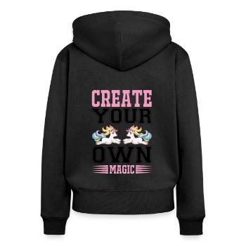 Erschaffe deine eigene Magie Unicorn - Frauen Premium Bio Zip Hoodie - Schwarz - Hinten - Julia (174cm)