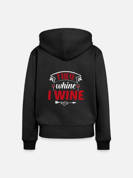 Ich Weine - Frauen Premium Bio Zip Hoodie - Schwarz
