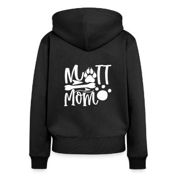Mère Maman - Sweat à capuche zippé Premium bio Femme - noir - Dos - Julia (174cm)