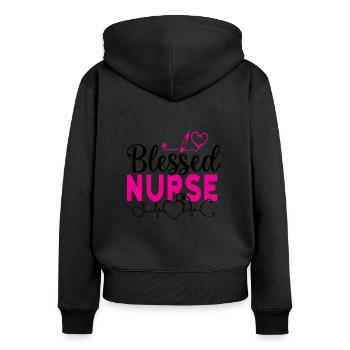 Blessed Nurse - Women's Premium Organic Zip Hoodie - black - Back - Julia (174cm)