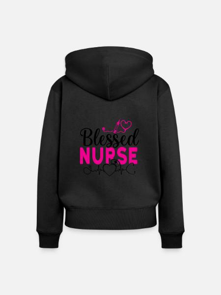 Blessed Nurse - Frauen Premium Bio Zip Hoodie - Schwarz