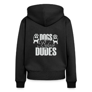 Hunde vor Kerlen - Frauen Premium Bio Zip Hoodie - Schwarz - Hinten - Julia (174cm)