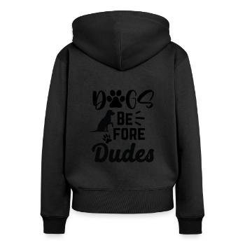 Hunde vor Kerlen - Frauen Premium Bio Zip Hoodie - Schwarz - Hinten - Julia (174cm)