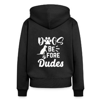 Hunde vor Kerlen - Frauen Premium Bio Zip Hoodie - Schwarz - Hinten - Julia (174cm)