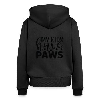 My children have paws - Women's Premium Organic Zip Hoodie - black - Back - Julia (174cm)