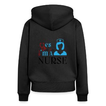 Ja, ich bin eine Krankenschwester - Frauen Premium Bio Zip Hoodie - Schwarz - Hinten - Julia (174cm)