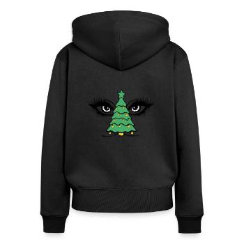 Hässliche Weihnachtsbaum-Augen Christmas Design - Frauen Premium Bio Zip Hoodie - Schwarz - Hinten - Julia (174cm)