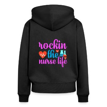Krankenschwester Krankenhaus Not - Frauen Premium Bio Zip Hoodie - Schwarz - Hinten - Julia (174cm)