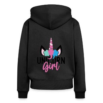 Licorne Fille Licorne - Sweat à capuche zippé Premium bio Femme - noir - Dos - Julia (174cm)