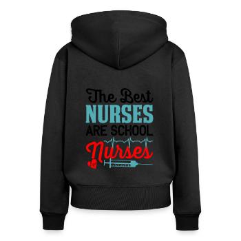 Die besten Schwestern sind Schulkrankenschwestern - Frauen Premium Bio Zip Hoodie - Schwarz - Hinten - Julia (174cm)