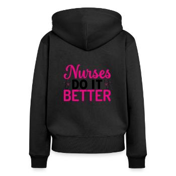 Nurses do it better - Women's Premium Organic Zip Hoodie - black - Back - Julia (174cm)