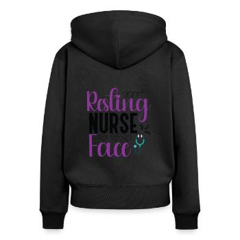 Resting Nurse Face - Frauen Premium Bio Zip Hoodie - Schwarz - Hinten - Julia (174cm)