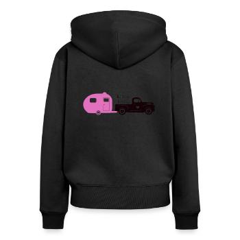 Camping Camper Nature dicton drôle - Sweat à capuche zippé Premium bio Femme - noir - Dos - Julia (174cm)