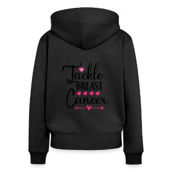 Brustkrebs bekämpfen - Frauen Premium Bio Zip Hoodie - Schwarz - Hinten - Julia (174cm)