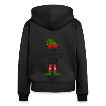 Die größte Elfe Norweger Muster - Frauen Premium Bio Zip Hoodie - Schwarz - Hinten - Julia (174cm)