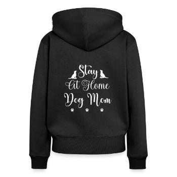 Dog mom at home - Women's Premium Organic Zip Hoodie - black - Back - Julia (174cm)