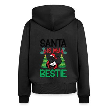 Le Père Noël est mon meilleur ami - Sweat à capuche zippé Premium bio Femme - noir - Dos - Julia (174cm)