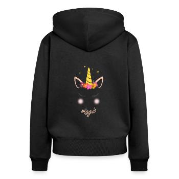Unicorn Magic Unicorn - Women's Premium Organic Zip Hoodie - black - Back - Julia (174cm)