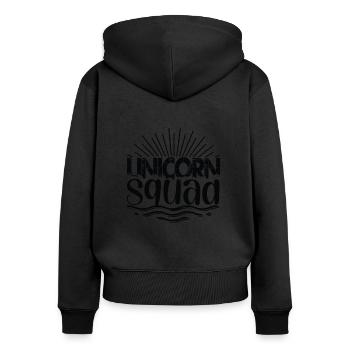 Licorne Escouade Licorne - Sweat à capuche zippé Premium bio Femme - noir - Dos - Julia (174cm)