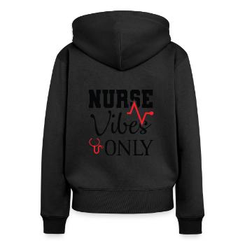 Seule infirmière Vibes - Sweat à capuche zippé Premium bio Femme - noir - Dos - Julia (174cm)