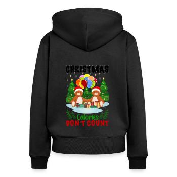 Ugly Christmas Ugly Christmas Calorie Sayings - Women's Premium Organic Zip Hoodie - black - Back - Julia (174cm)
