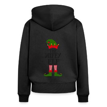 La femme elfe motif norvégien - Sweat à capuche zippé Premium bio Femme - noir - Dos - Julia (174cm)