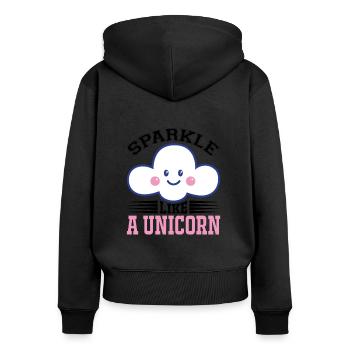 Glitzern wie ein Einhorn Unicorn - Frauen Premium Bio Zip Hoodie - Schwarz - Hinten - Julia (174cm)