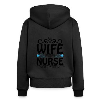 Ehefrau Mutter Krankenschwester - Frauen Premium Bio Zip Hoodie - Schwarz - Hinten - Julia (174cm)