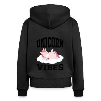 Unicorn Vibes Unicorn - Sweat à capuche zippé Premium bio Femme - noir - Dos - Julia (174cm)