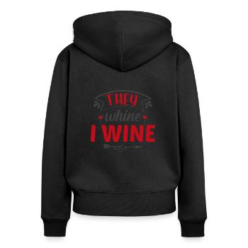 Sie Weinen Ich Wein - Frauen Premium Bio Zip Hoodie - Schwarz - Hinten - Julia (174cm)
