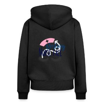 Resting Nurse Face - Frauen Premium Bio Zip Hoodie - Schwarz - Hinten - Julia (174cm)
