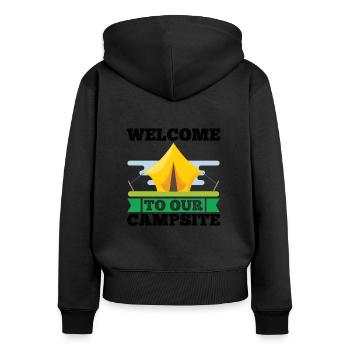 Camping Camper Nature drôle de dicton - Sweat à capuche zippé Premium bio Femme - noir - Dos - Julia (174cm)