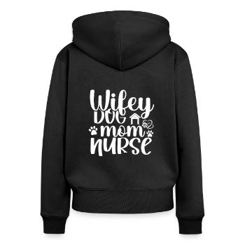 Ehefrau Mutter Hundeliebhaberin - Frauen Premium Bio Zip Hoodie - Schwarz - Hinten - Julia (174cm)