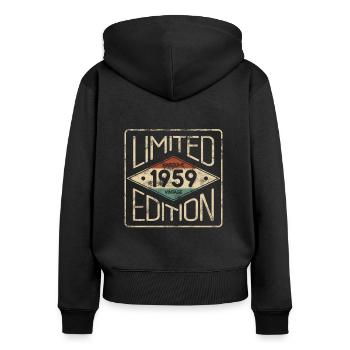 Edition Limitée Awesome Vintage 1959 Anniversaire - Sweat à capuche zippé Premium bio Femme - noir - Dos - Julia (174cm)