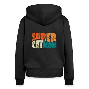 Super Cat Mom pour la meilleure maman chat jamais rétro - Sweat à capuche zippé Premium bio Femme - noir - Dos - Julia (174cm)