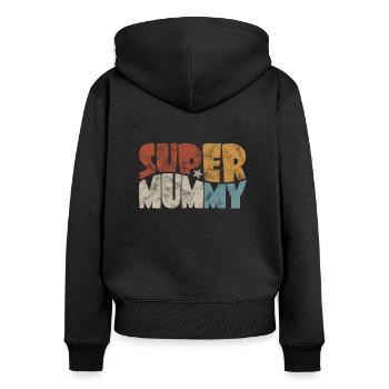 Super Mummy für die beste Mama Im Comic Stil - Frauen Premium Bio Zip Hoodie - Schwarz - Hinten - Julia (174cm)