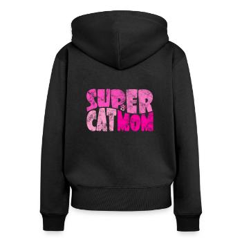 Super Cat Mom pour la meilleure maman chat jamais rétro - Sweat à capuche zippé Premium bio Femme - noir - Dos - Julia (174cm)