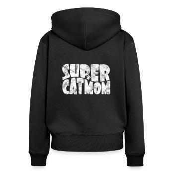 Super Cat Mom pour la meilleure maman chat jamais rétro - Sweat à capuche zippé Premium bio Femme - noir - Dos - Julia (174cm)