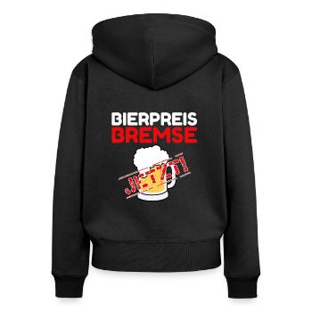 Bierpreisbremse - Jetzt! - Frauen Premium Bio Zip Hoodie - Schwarz - Hinten - Julia (174cm)