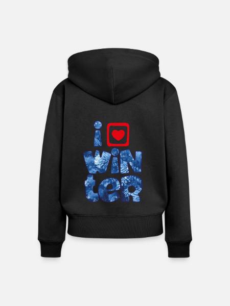 Wintermots mit Schneeflocken für Winterfans - Frauen Premium Bio Zip Hoodie - Schwarz