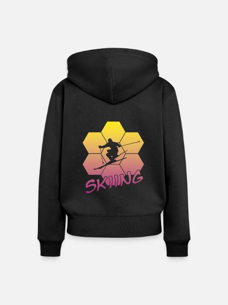 Skifahren, Skiing, Ski - Frauen Premium Bio Zip Hoodie - Schwarz