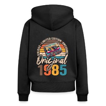 Vintage geboren 1985 Geburtstag Original 1985 - Frauen Premium Bio Zip Hoodie - Schwarz - Hinten - Julia (174cm)