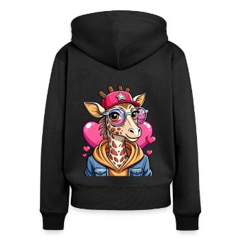 Giraffe Parade: Cool Giraffe - Women's Premium Organic Zip Hoodie - black - Back - Julia (174cm)