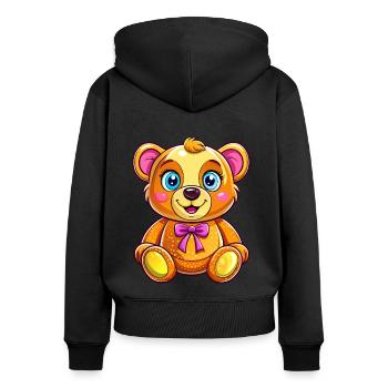 Mignon nounours - Sweat à capuche zippé Premium bio Femme - noir - Dos - Julia (174cm)