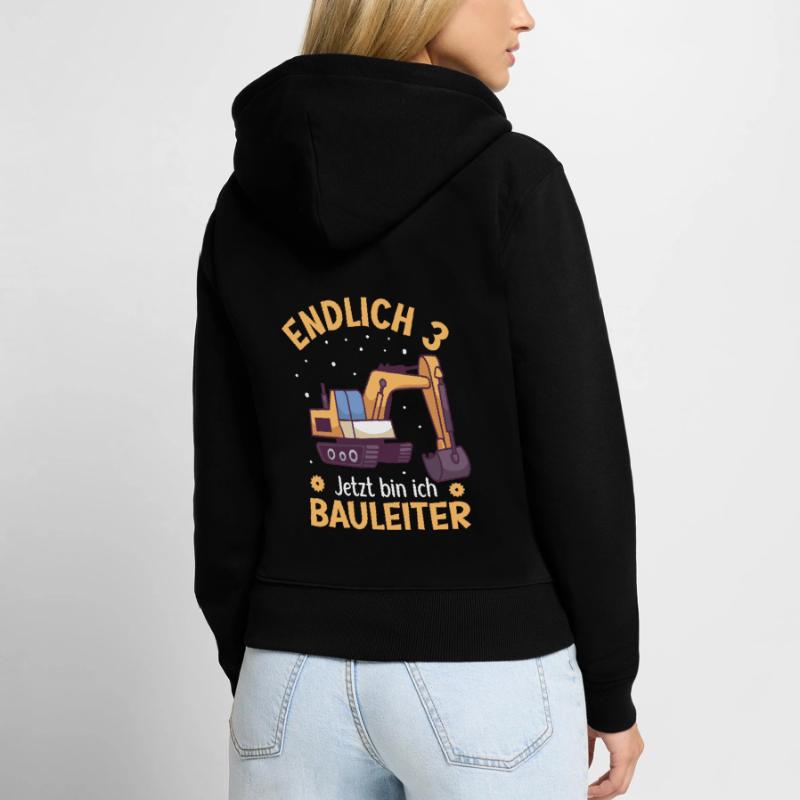 3. Geburtstag Junge Bagger Design Endlich 3 Frauen Premium Bio Zip Hoodie