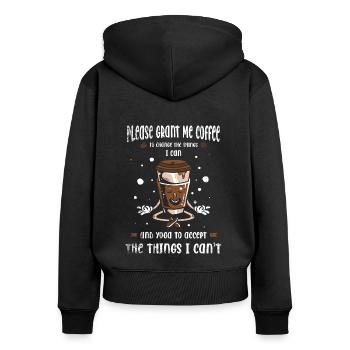 Coffee Lover Caffeine Lovers Cappuccino Design - Women's Premium Organic Zip Hoodie - black - Back - Julia (174cm)